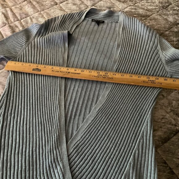 Eileen Fisher Womens XS Blue Ribbed Open Cardigan - Tencel & Organic Cotton silk - Picture 5 of 7